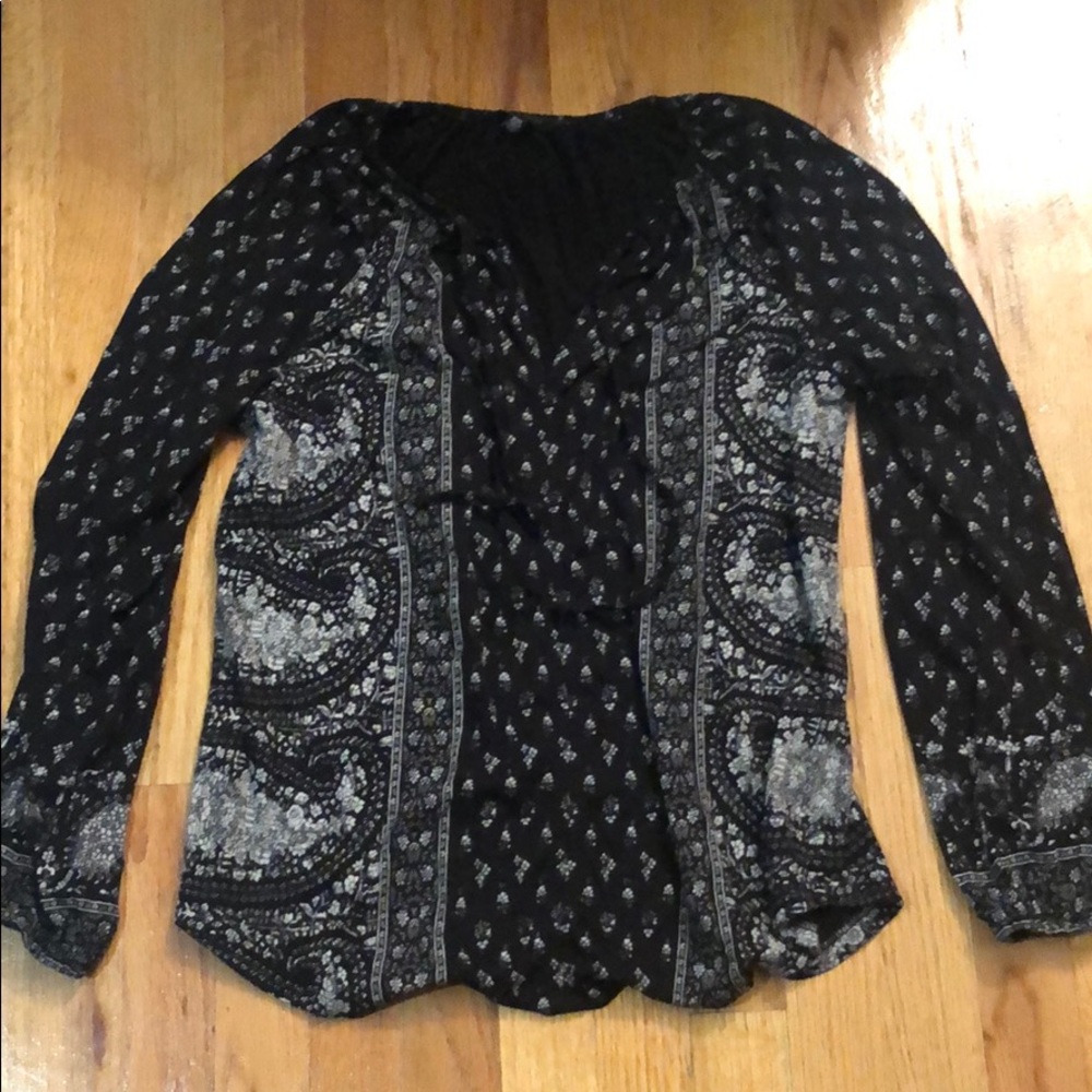 Lucky brand print front tie top medium